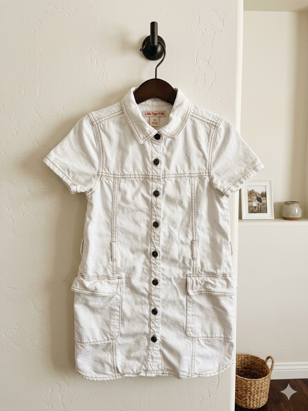 Lone Star Kids White Button-Front Denim Dress